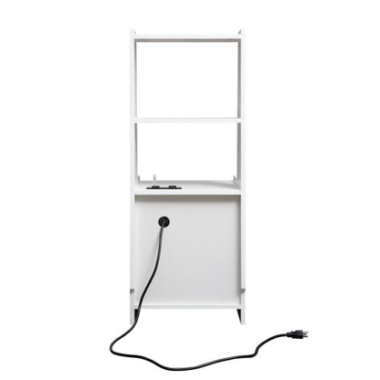 White 2 Pack Smart Nightstand, Voice Control Night Light & Charging Station with Lockable Cabinet
