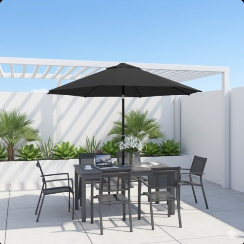 7.5 Feet Black Market Umbrella with Crank Lift & Tilt. UV-Resistant Canopy for Pool, Backyard & Patio (Without base)