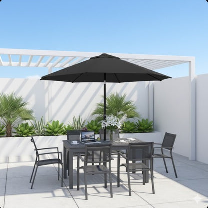 7.5 Feet Black Market Umbrella with Crank Lift & Tilt. UV-Resistant Canopy for Pool, Backyard & Patio (Without base)