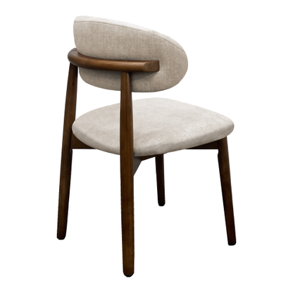 Set of 2 Warm Grey Flannelette Dining Chairs, Moisture-Proof Oak Wood Leg Armless Kitchen Side Chairs
