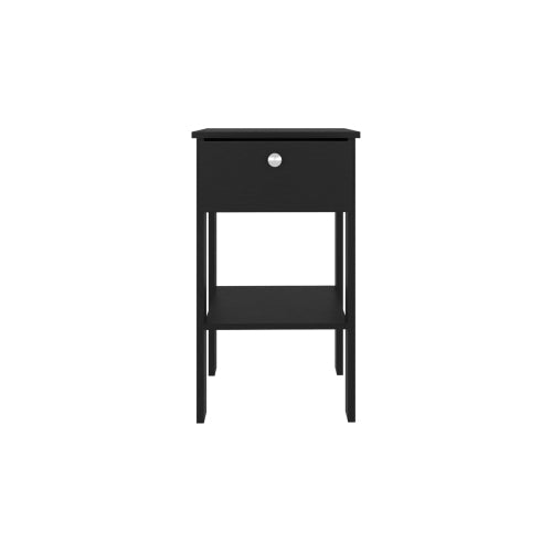 Black Wengue Nightstand, 1 Drawer & 1 Shelf with 4 Legs