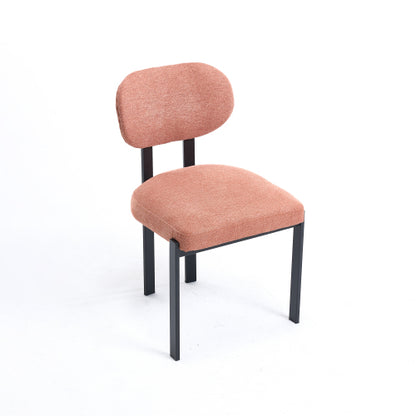 Set of 2 Mid-Century Boucle Upholstered Dining Chairs, Curved Backrest