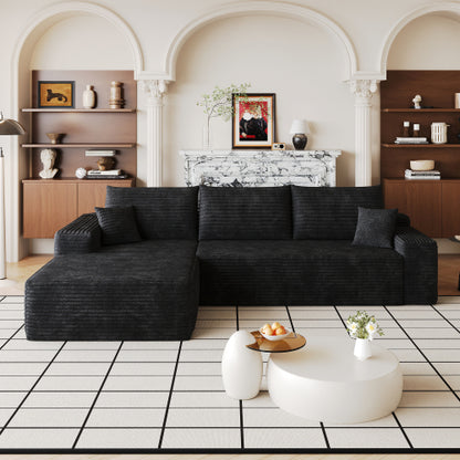 107 inch  Black L-Shape Chaise Cloud Modular Sectional Sofa, No Assembly