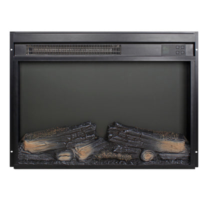 23 inch electric fireplace insert, ultra thin heater with log set & realistic flame, remote control with timer, overheating protection