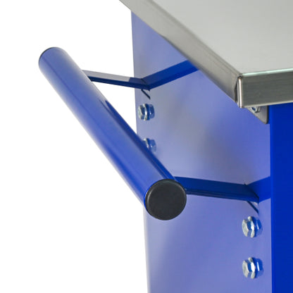 7 Drawers Multifunctional Tool Cart with Wheels Metal Rolling Tool Cart Storage with Stainless Steel Roof Black Blue