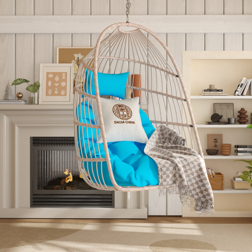 Outdoor garden rattan egg swing chair hanging chair PE hanging chair blue
