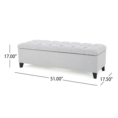 51 Inch Contemporary Tufted Storage Ottoman Bench, Diamond Stitch Upholstered Footrest with Soft Close Pressure Hinges