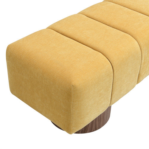 Upholstered Dining Bench for Dining Room, No-Assembly End of Bed Entryway Bench Ottoman for Bedroom Living Room, Yellow Chenille Fabric, 300 LBS Weight Capacity