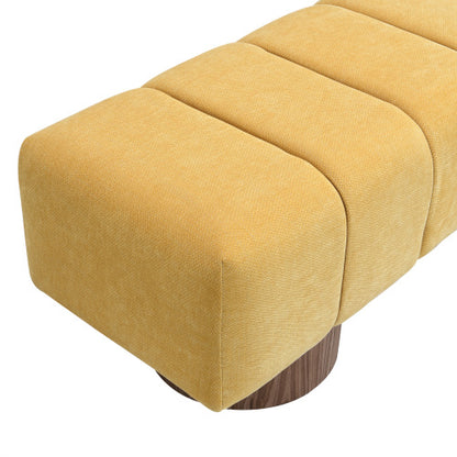 Upholstered Dining Bench for Dining Room, No-Assembly End of Bed Entryway Bench Ottoman for Bedroom Living Room, Yellow Chenille Fabric, 300 LBS Weight Capacity