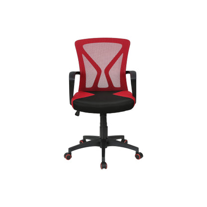 Office Chair, Adjustable Height, Swivel, Ergonomic, Armrests, Computer Desk, Work, Red Mesh, Black Metal, Contemporary, Modern