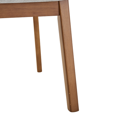 Set of 2 Walnut Solid Wood Dining Chairs, Hollow Back Chairs with Gray Fabric Cushion