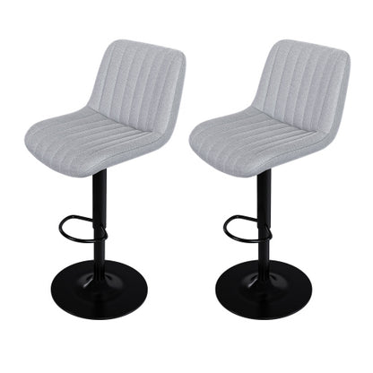 Swivel Bar Stools with Adjustable Height (35.03-43.7 Inches), Backrest, and Soft Knit Fabric - Ideal for Kitchen Island, Bar Counter, Dining Room, Grey(Set of 2)