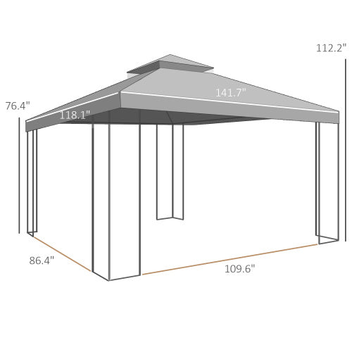 Outdoor Double Roof Outdoor Gazebo Canopy Shelter with Netting,Patio Gazebo with Corner Frame Shelves