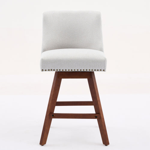 Counter Height Swivel Barstools, 26inch  H Seat Height Upholstered Bar Stools Set of 2, Fabric in Ivory