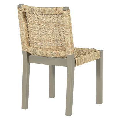 Rattan Back Solid Wood Dining Chairs, Set of 2, Champagne