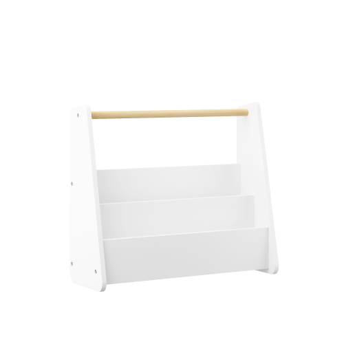 Kids Front-Facing Bookshelf with Wooden Handle 2-Tier White