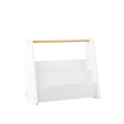 Kids Front-Facing Bookshelf with Wooden Handle 2-Tier White
