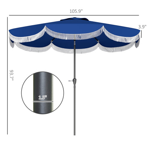 Outdoor Umbrella with Crank,Patio Umbrella,8 Ribs,Push Button Tilt