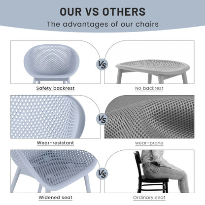 Holiday - 2-Pack Modern Lounge Chairs – Indoor/Outdoor All-Weather PP Plastic, Lightweight for Patio, Beach, Living Room (Light Baby Blue)