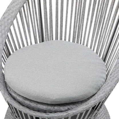 [Set of 2] 26.7" Modern Silver Grey Swivel Wicker Lounge Chair with PE Rattan and Iron Frame