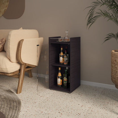 Glass Door Bar Cabinet with Shelves, Wenge