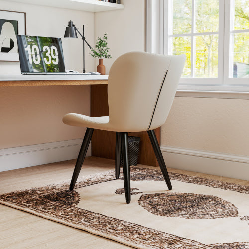 Set of 2 Industrial Style PU Leather Dining Chairs, Armless Side Chairs with Sturdy Metal Frame