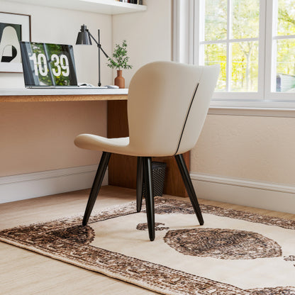 Set of 2 Industrial Style PU Leather Dining Chairs, Armless Side Chairs with Sturdy Metal Frame