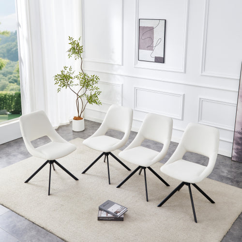 Swivel PU Leather Dining Chairs with Auto-Return, Set of 4, White