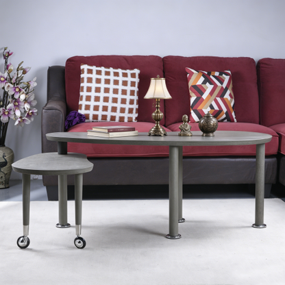 360° Rotatable Coffee Table, Oak Veneer, Grey Brown/Walnut/Black
