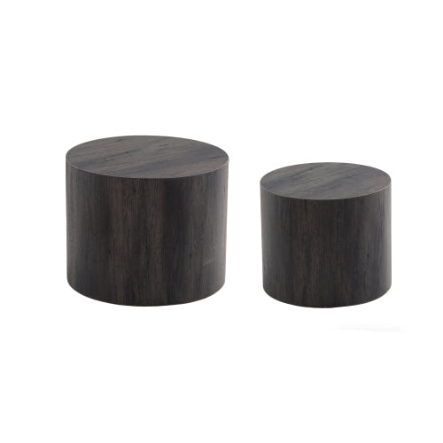 Set of 2 Nesting Round Coffee Tables MDF Modern Space Saving Living Room Tables