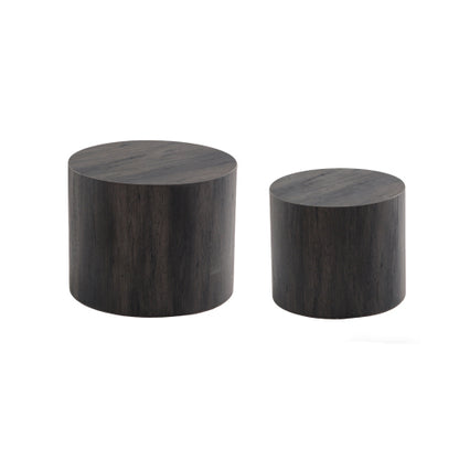 Set of 2 Nesting Round Coffee Tables MDF Modern Space Saving Living Room Tables