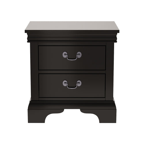 Classic 2-Drawer Solid Wood Nightstand, 22inchL, Antique Metal Pulls