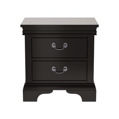 Classic 2-Drawer Solid Wood Nightstand, 22inchL, Antique Metal Pulls
