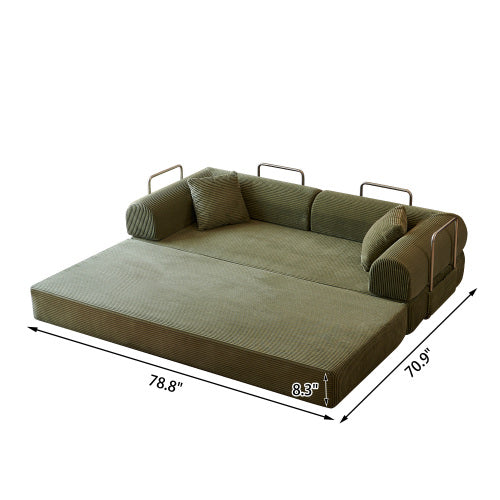 78.8 inch  Corduroy Convertible Sofa Bed, Boneless Loveseat