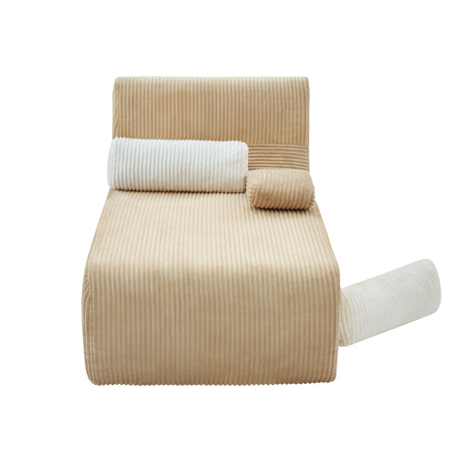 34.2 inch  Coffee Corduroy Boneless Chaise Lounge Sofa