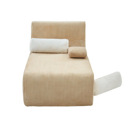 34.2 inch  Coffee Corduroy Boneless Chaise Lounge Sofa