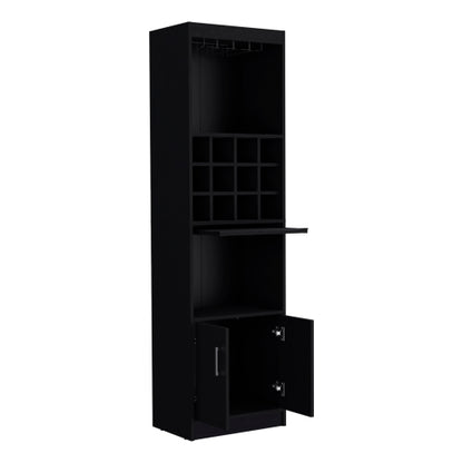 Bar Cabinet 5-Tier, Wine Cabinet, Liquor Cabinet, 12 Bottle Cubbies, 5 Shelves, Black