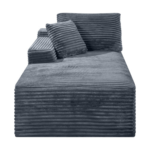 Gray Corduroy Legless Floor-Hugging Modular Accent Chair