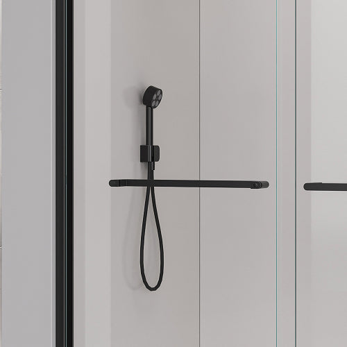 56-60*72 INCH Frame Double Sliding soft-close Shower Doors, Bathroom Sliding Shower Door, (6mm) Thick SGCC Tempered Glass Door For Bathroom Door ,Matte Black