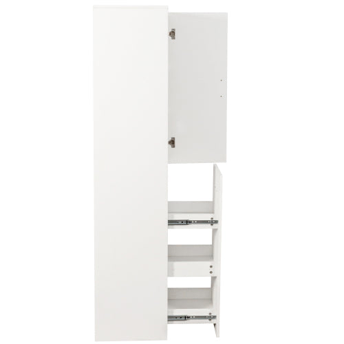 Kitchen Pantry Tall Cabinet with Pull-Out Multi-Tier Storage Shelf
