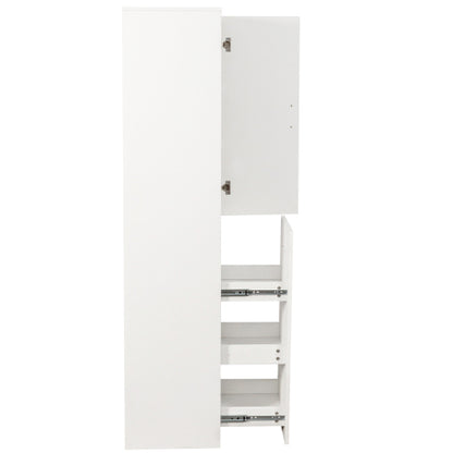 Kitchen Pantry Tall Cabinet with Pull-Out Multi-Tier Storage Shelf