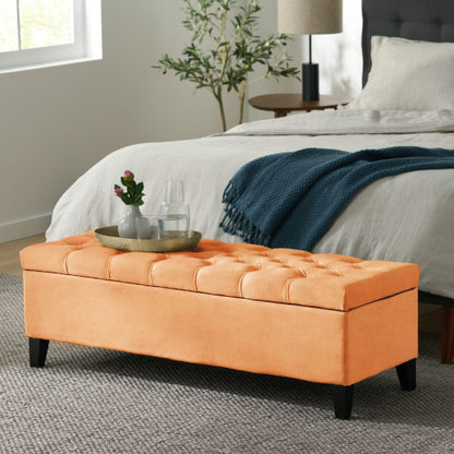 51 inch Contemporary Diamond Tufted Storage Ottoman, Soft Close Hinge Multifunctional Entryway Footrest Bench