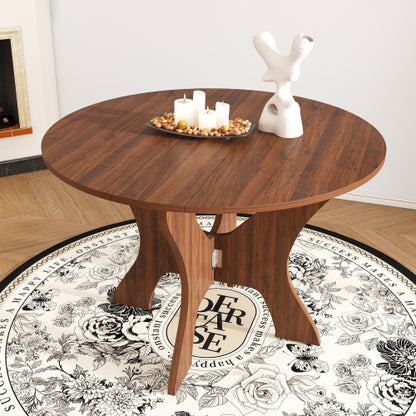 43 in Folding Dining Table for Small Spaces, MDF Table with Walnut Veneer, Space Saving Foldable Kitchen Table for Indoor and Outdoor Use