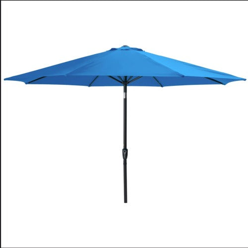11 Feet Blue Solar LED Patio Umbrella with Crank Lift , Tilt * 8 Ribs, UV-Resistant Canopy for Pool, Backyard & Patio (Without base)