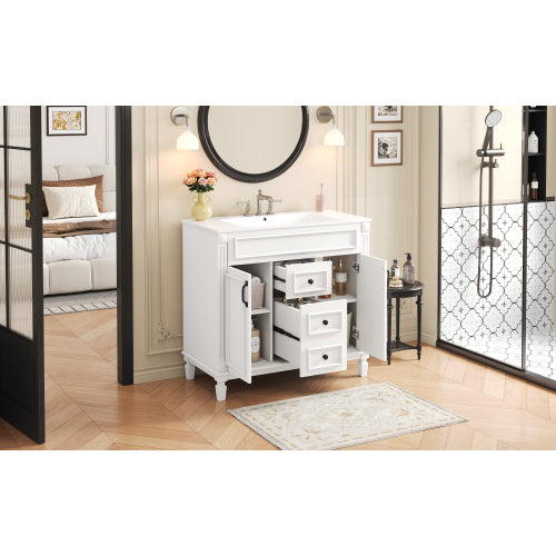 36'' Bathroom Vanity with Top Sink, Modern Bathroom Storage Cabinet with 2 Soft Closing Doors and 2 Drawers, Single Sink Bathroom Vanity