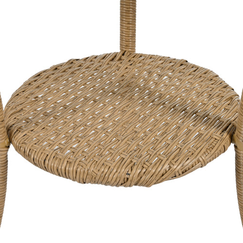 U_STYLE Outdoor Leisure Set, 2 Rattan Single Chairs with A Glass Round Table, Perfectly Suited for Patios, Balconies, and Courtyards