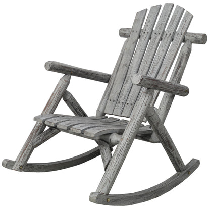 Wooden Porch Rocker Chair,Durable Wooden Porch Rocker Chair,Fir log Rocking Chair,Patio Rockers for Outside,Garde.Light Gray Color