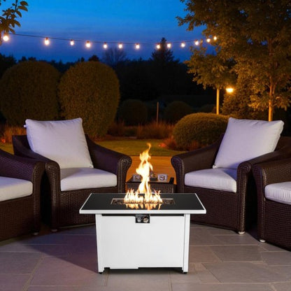 43" Metal Rectangular Fire Pit – Outdoor Patio Heating Table