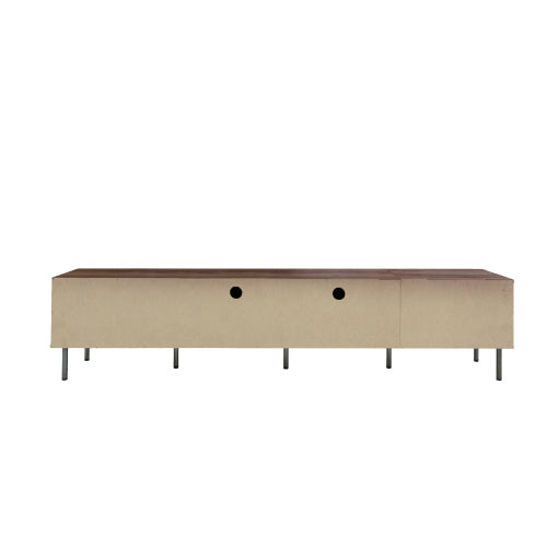 78.7 inch Dark Brown Slatted TV Stand Heavy Iron Leg Entertainment Center Max 85 Inch TV