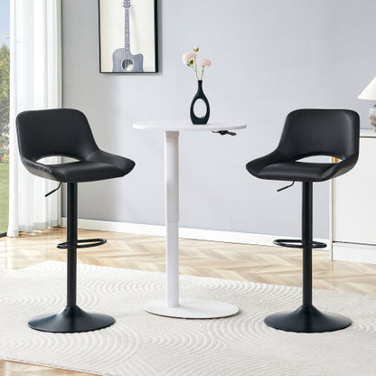 Modern Swivel Adjustable Bar Stools Set - 2 Pack, Black PU Material, with Footrest, Holds Up to 250 lbs, Suitable for Home Bars and Kitchen Islands .
